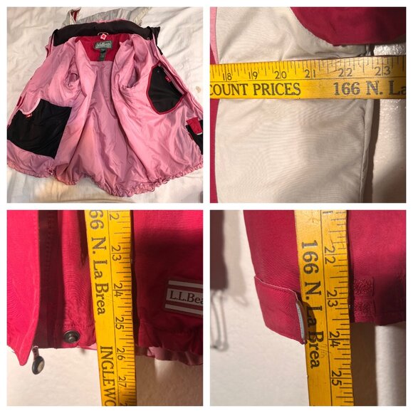 L.L.Bean M Red Pink Hooded Nylon Jacket Detachable Fleece Liner Water-Resistant - Picture 7 of 16